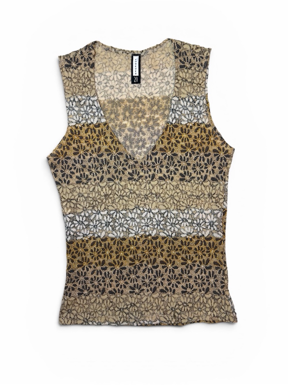 🤎 Y2K Forever 21 Floral Lace Mesh Tank Top 🤎